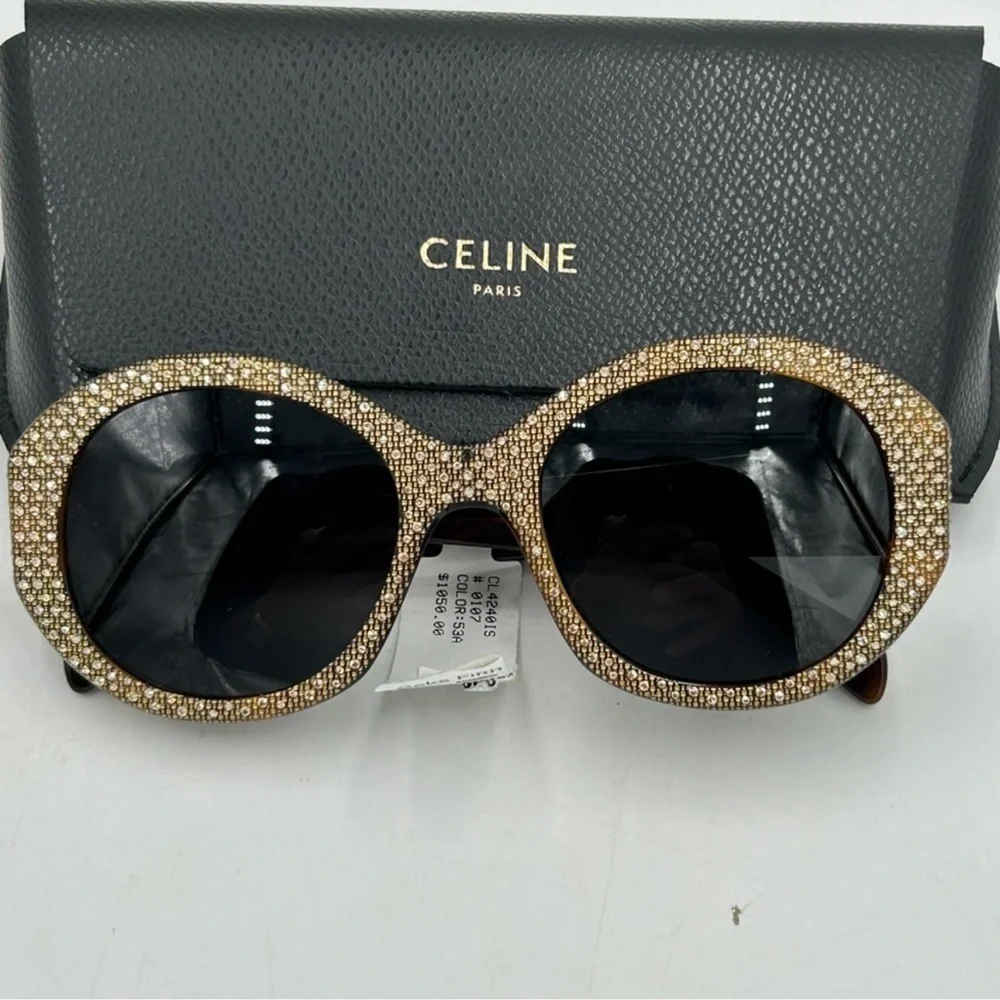 Women’s Celine Havana brown crystal sunglasses made in Italy